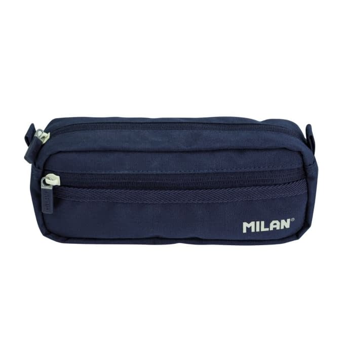 Milan 2-Zip Pencil Case - Navy Blue - Image 1